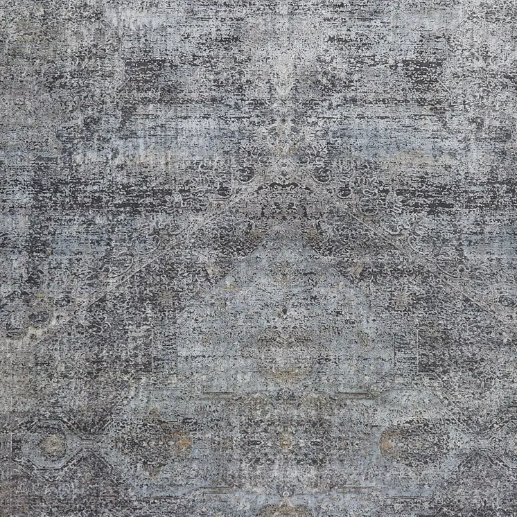 5' X 7' Gray and Silver Abstract Power Loom Worn Faded Area Rug