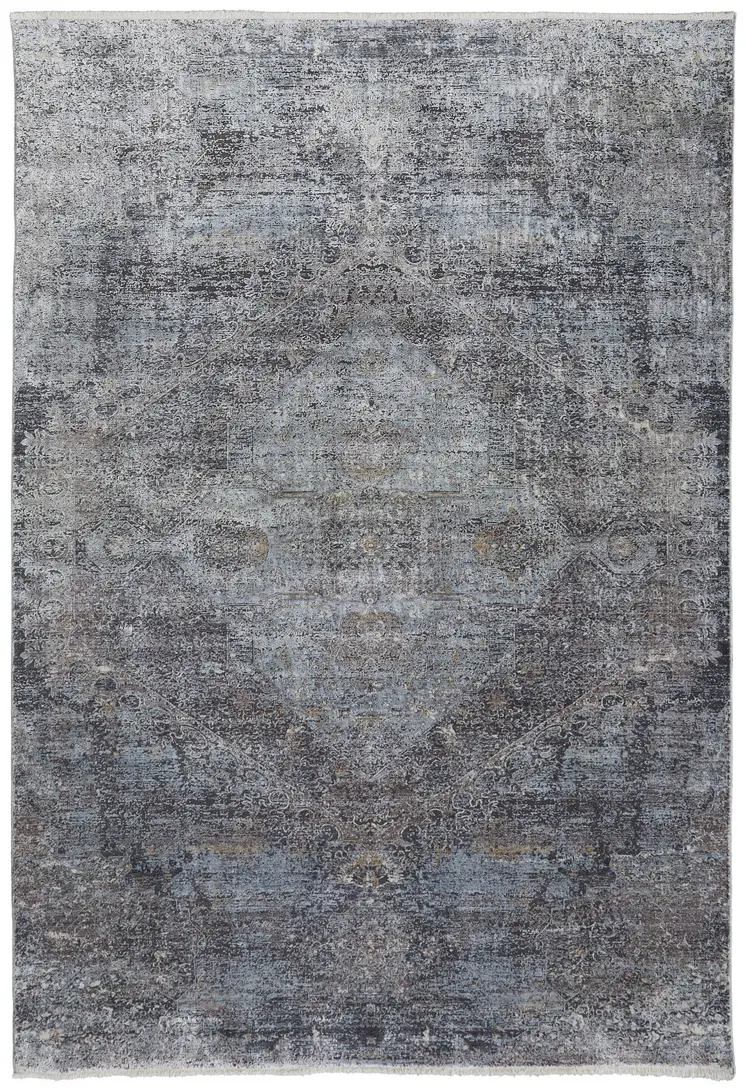12' X 15' Gray Abstract Distressed Area Rug