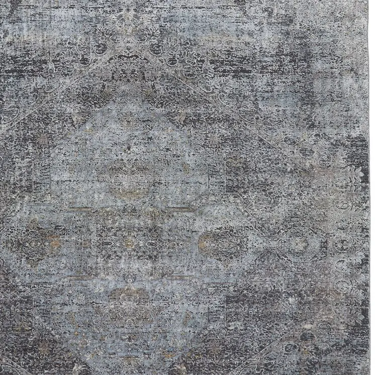 2' X 3' Gray Abstract Distressed Area Rug