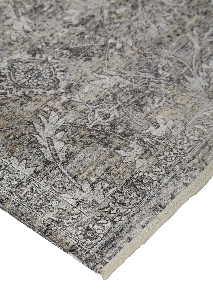 4' X 5' Gray Oriental Distressed Area Rug