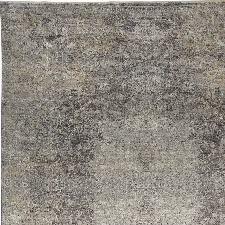 4' X 5' Gray Oriental Distressed Area Rug