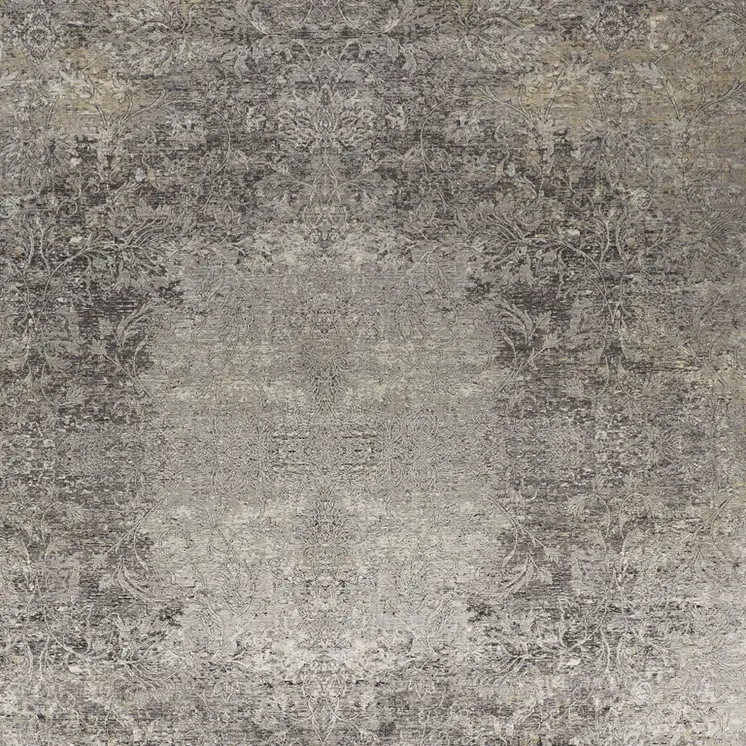2' X 3' Tan and Gray Oriental Power Loom Worn Faded Area Rug