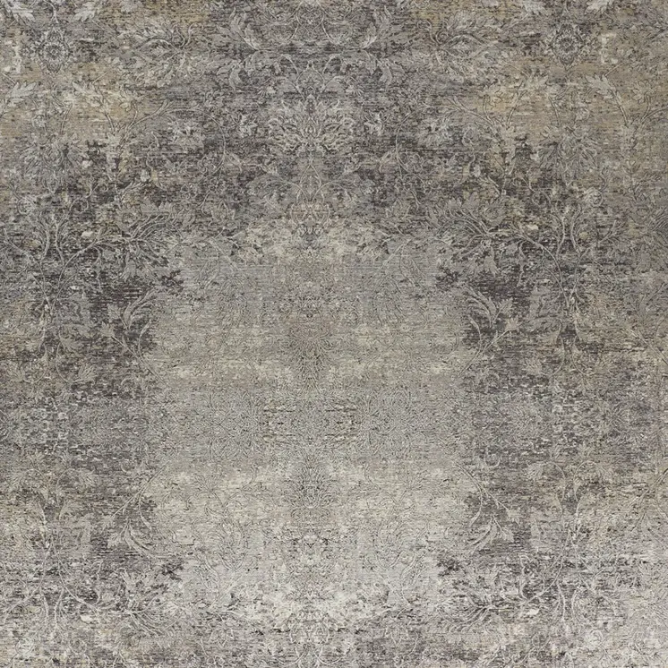 2' X 3' Tan and Gray Oriental Power Loom Worn Faded Area Rug