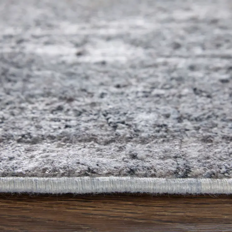 8' X 10' Gray and Silver Oriental Power Loom Worn Faded Area Rug