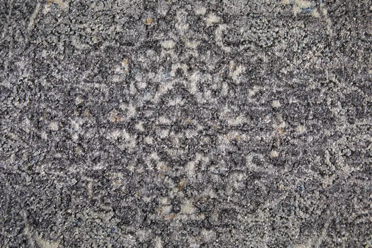 8' Gray and Silver Oriental Power Loom Worn Faded Runner Rug