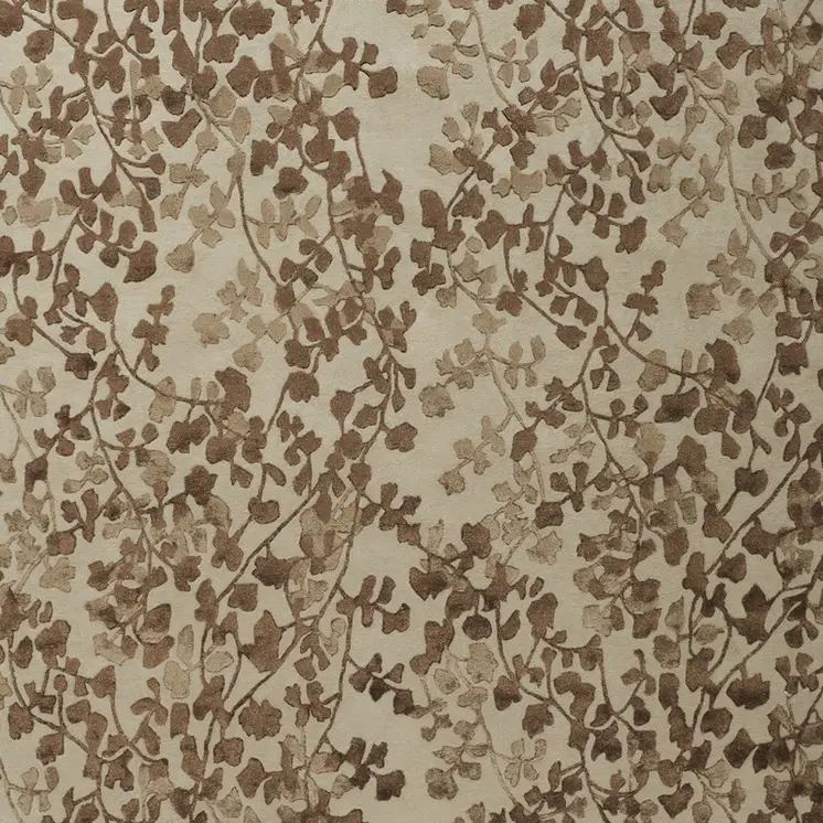 10' X 14' Taupe and Brown Floral Hand Tufted Area Rug