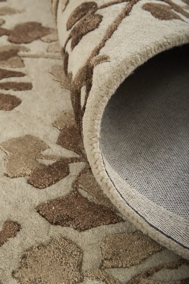 8' Taupe and Brown Floral Hand Tufted Runner Rug