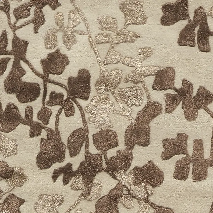 8' Taupe and Brown Floral Hand Tufted Runner Rug