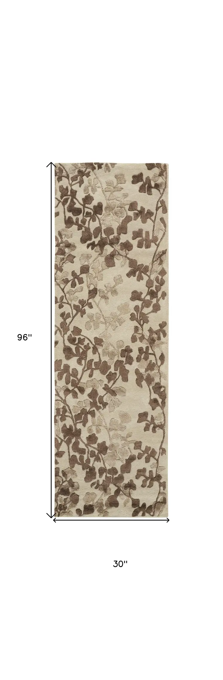 8' Taupe and Brown Floral Hand Tufted Runner Rug
