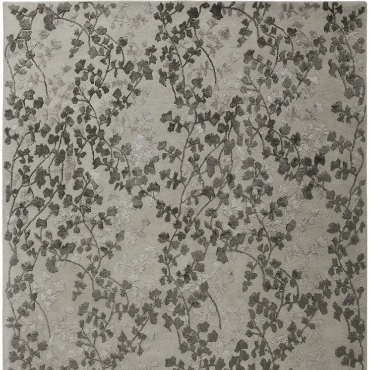 5' X 8' Gray and Silver Floral Hand Tufted Area Rug