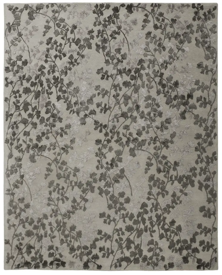 5' X 8' Gray and Silver Floral Hand Tufted Area Rug