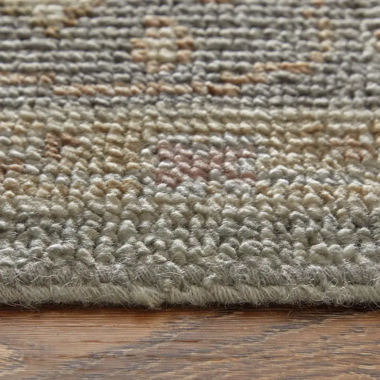4' X 6' Gray and Gold Wool Oriental Hand Knotted Area Rug With Fringe
