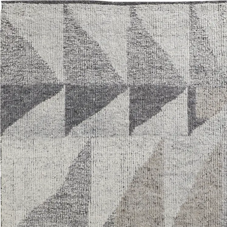 8' X 10' Gray and Ivory Wool Geometric Hand Knotted Area Rug