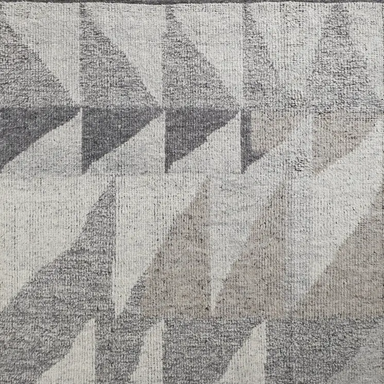 8' X 10' Gray and Ivory Wool Geometric Hand Knotted Area Rug