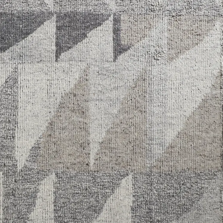 8' X 12' Gray and Ivory Wool Geometric Hand Knotted Area Rug