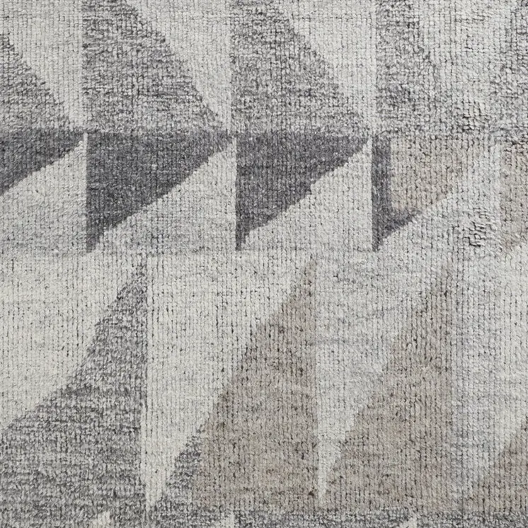 8' X 12' Gray and Ivory Wool Geometric Hand Knotted Area Rug