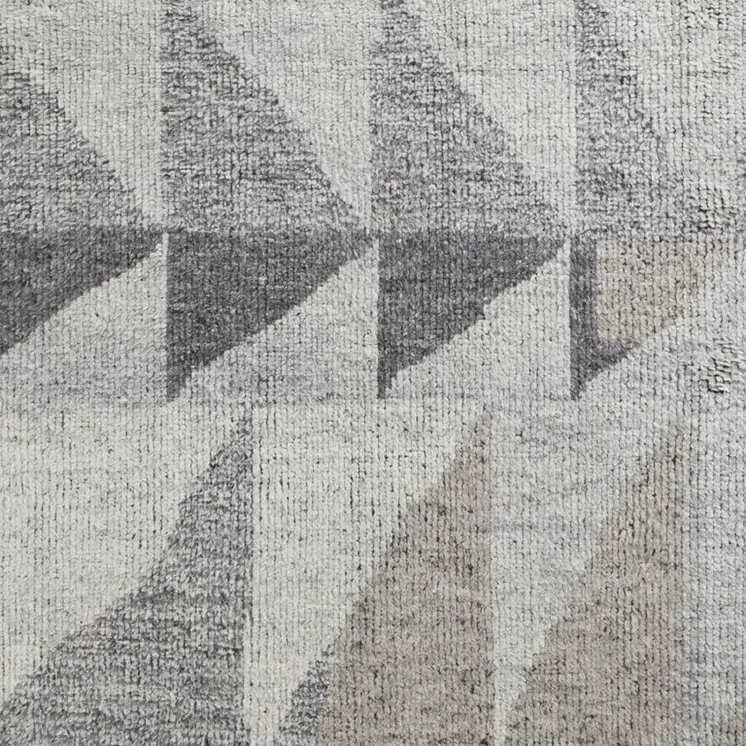 12' X 15' Gray and Ivory Wool Geometric Hand Knotted Area Rug