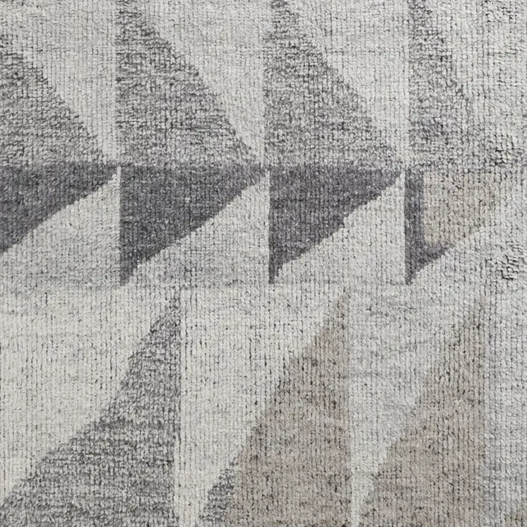 2' X 3' Gray and Ivory Wool Geometric Hand Knotted Area Rug