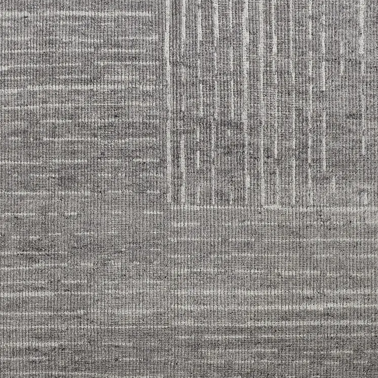 8' X 10' Gray and Ivory Wool Checkered Hand Knotted Worn Faded Area Rug