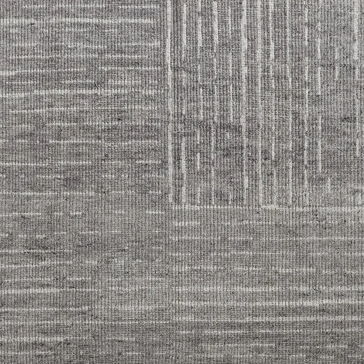 2' X 3' Gray and Ivory Wool Checkered Hand Knotted Worn Faded Area Rug