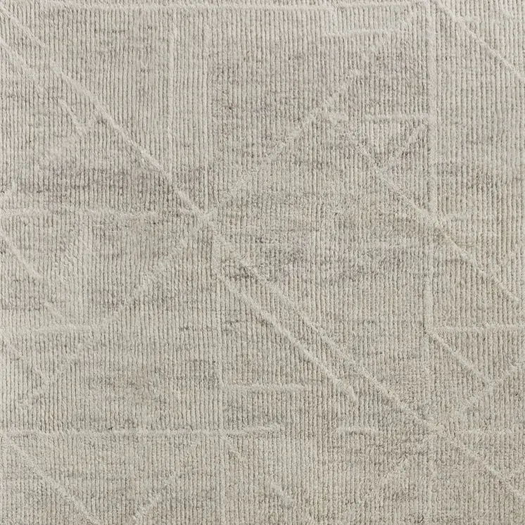 6' X 9' Tan and Ivory Wool Hand Knotted Area Rug