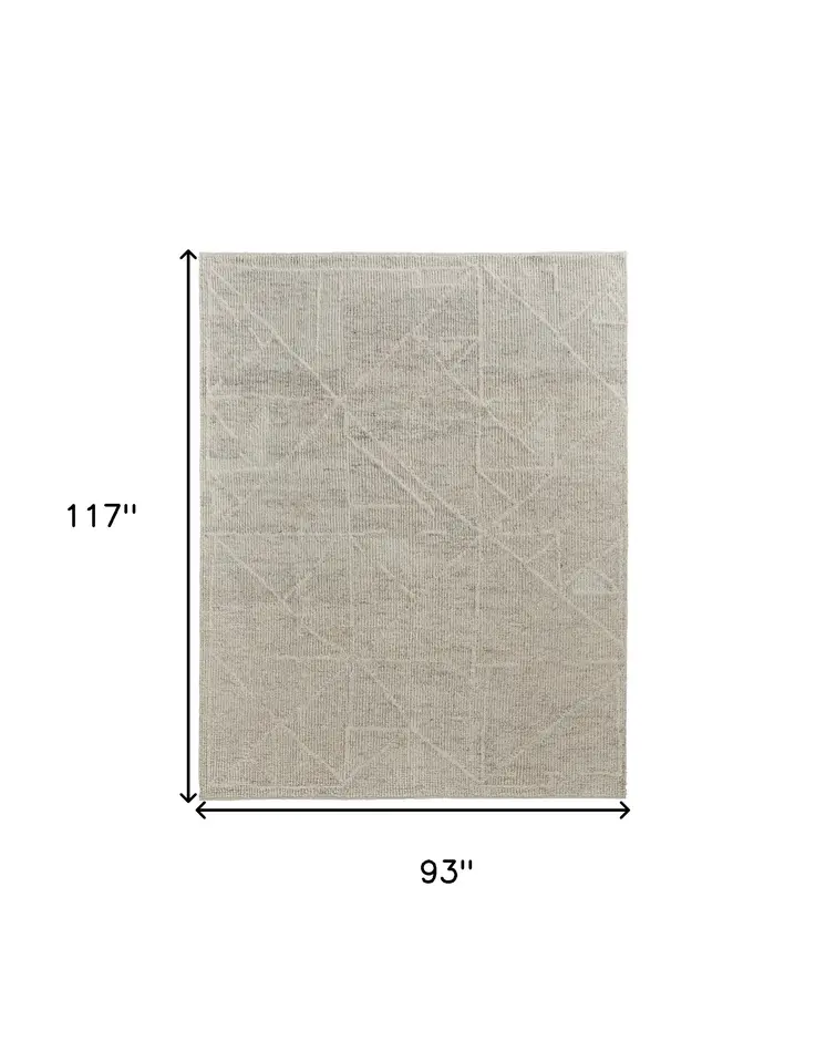 8' X 10' Tan and Ivory Wool Hand Knotted Area Rug