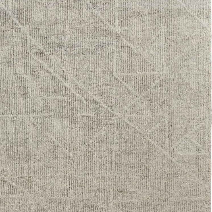 8' X 12' Tan and Ivory Wool Hand Knotted Area Rug