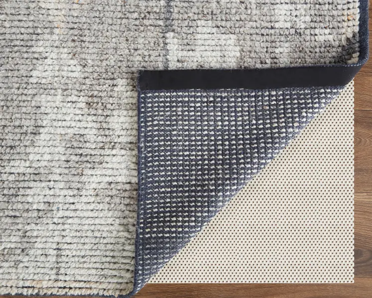 8' X 10' Gray and Silver Wool Abstract Hand Knotted Worn Faded Area Rug