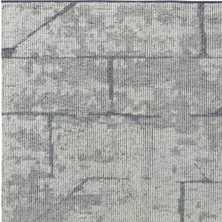 8' X 12' Gray and Silver Wool Abstract Hand Knotted Worn Faded Area Rug