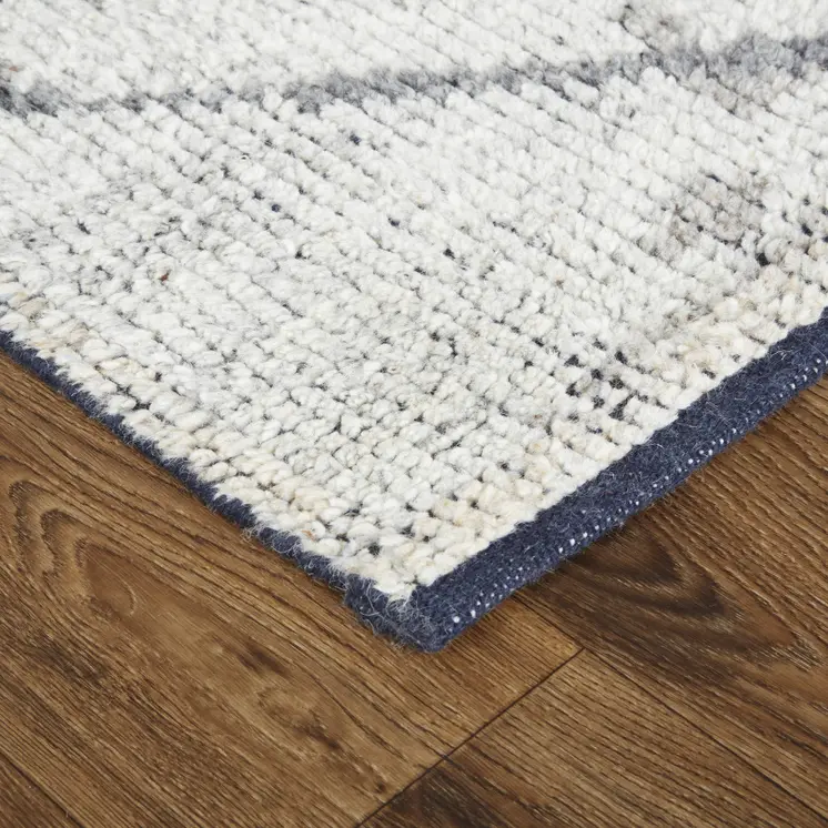 9' X 13' Gray and Silver Wool Abstract Hand Knotted Worn Faded Area Rug