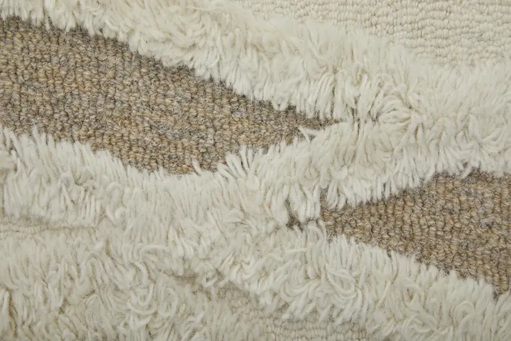8' X 10' Ivory Taupe and Brown Wool Geometric Hand Tufted Area Rug