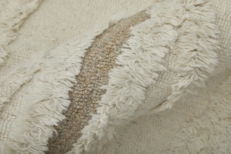 9' X 12' Ivory Taupe and Brown Wool Geometric Hand Tufted Area Rug