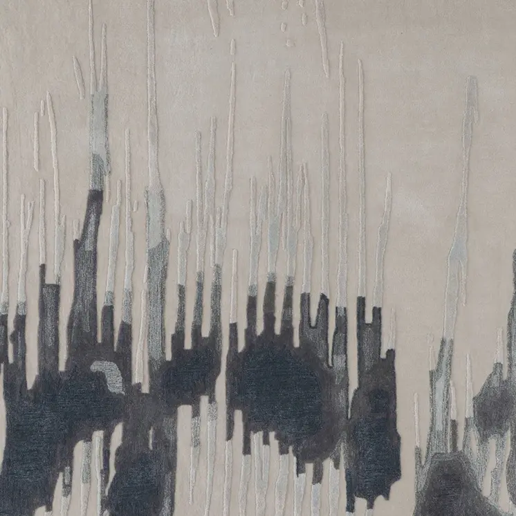 8' X 10' Gray Ivory and Blue Abstract Hand Tufted Area Rug