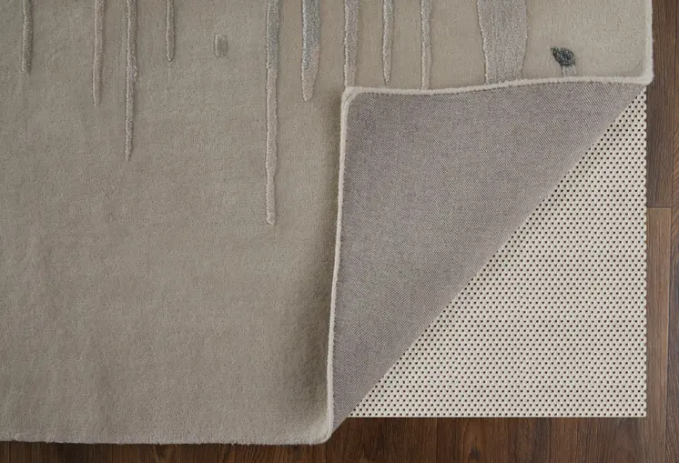 9' X 12' Gray Ivory and Blue Abstract Hand Tufted Area Rug