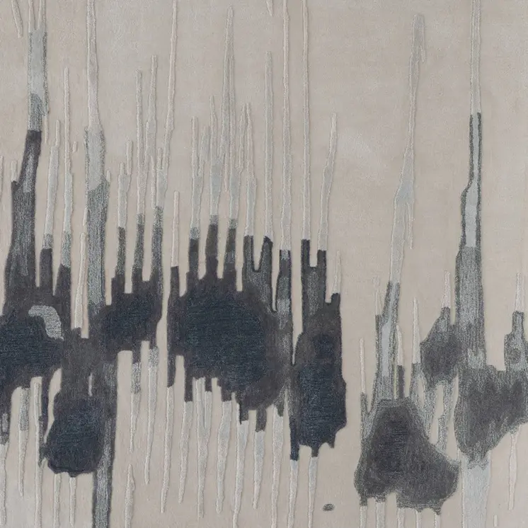 9' X 12' Gray Ivory and Blue Abstract Hand Tufted Area Rug