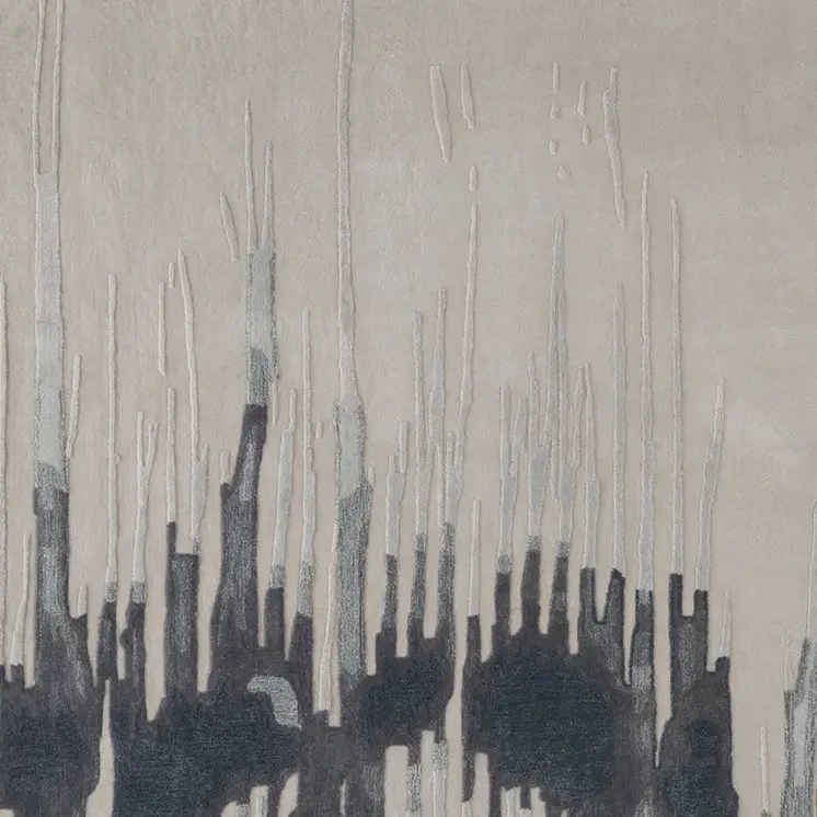 10' X 14' Gray Ivory and Blue Abstract Hand Tufted Area Rug