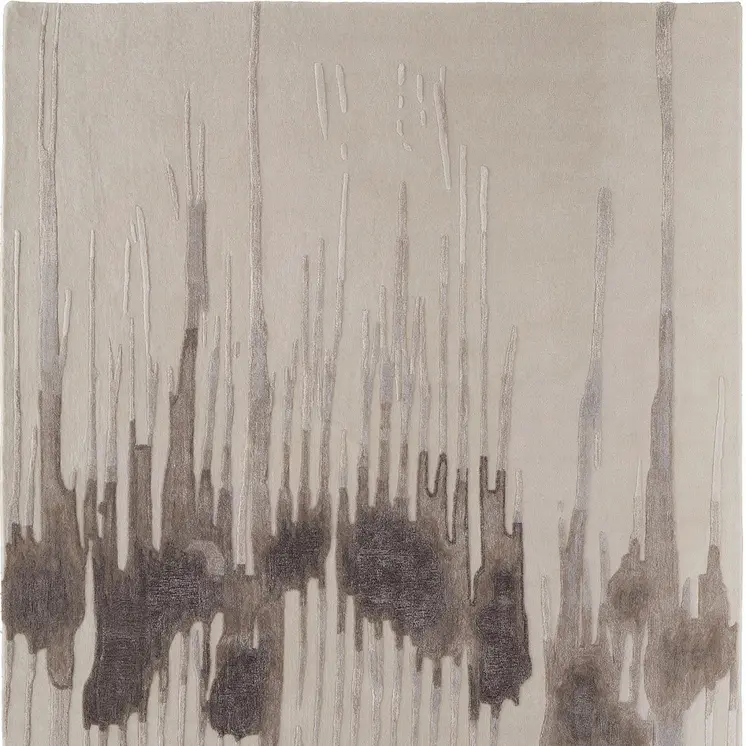 4' X 6' Ivory Taupe and Brown Abstract Hand Tufted Area Rug