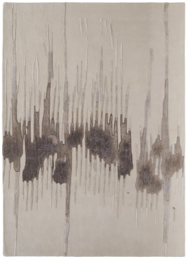 5' X 8' Ivory Taupe and Brown Abstract Hand Tufted Area Rug