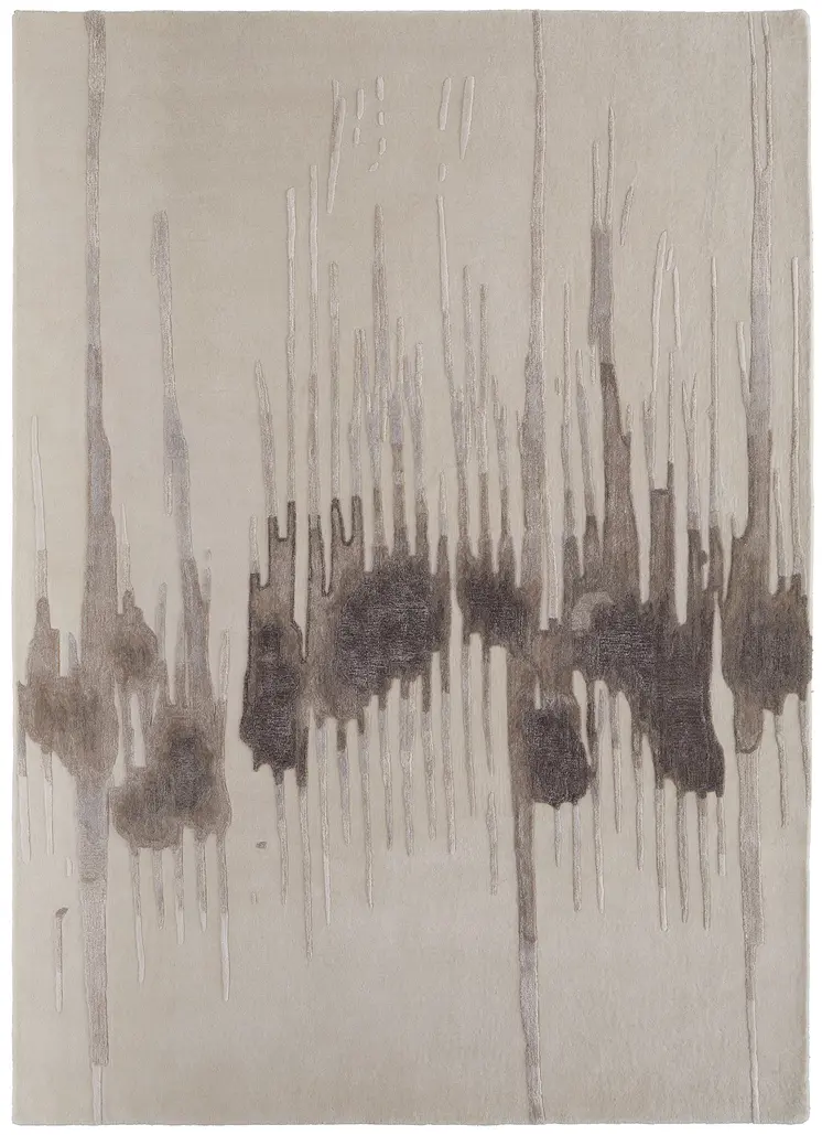 5' X 8' Ivory Taupe and Brown Abstract Hand Tufted Area Rug