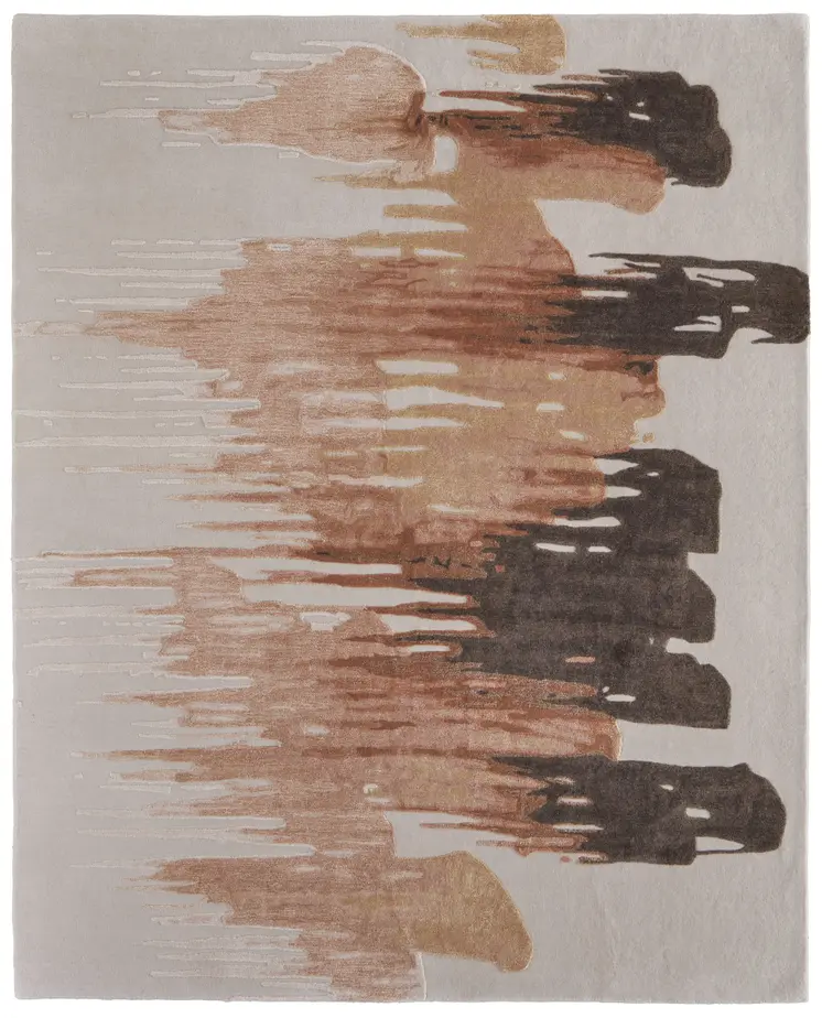 9' X 12' Tan Brown and Orange Abstract Hand Tufted Area Rug