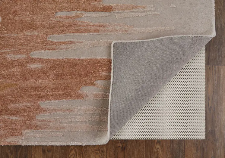 9' X 12' Tan Brown and Orange Abstract Hand Tufted Area Rug