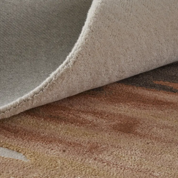 9' X 12' Tan Brown and Orange Abstract Hand Tufted Area Rug