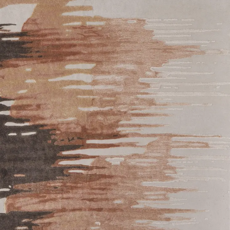 9' X 12' Tan Brown and Orange Abstract Hand Tufted Area Rug