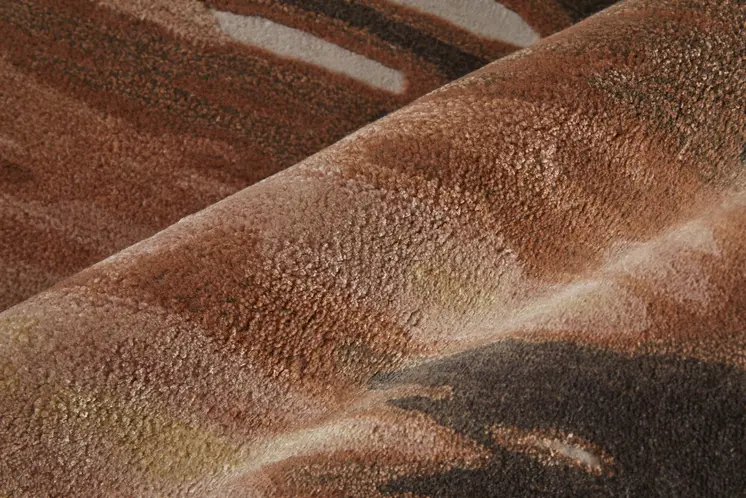 2' X 3' Tan Brown and Orange Abstract Hand Tufted Area Rug