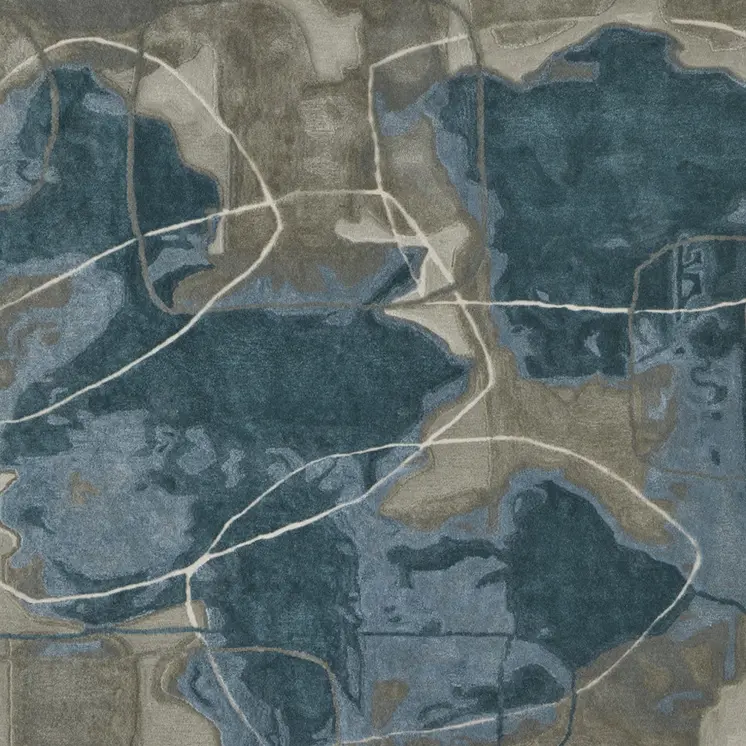 5' X 8' Blue and Gray Abstract Hand Tufted Area Rug