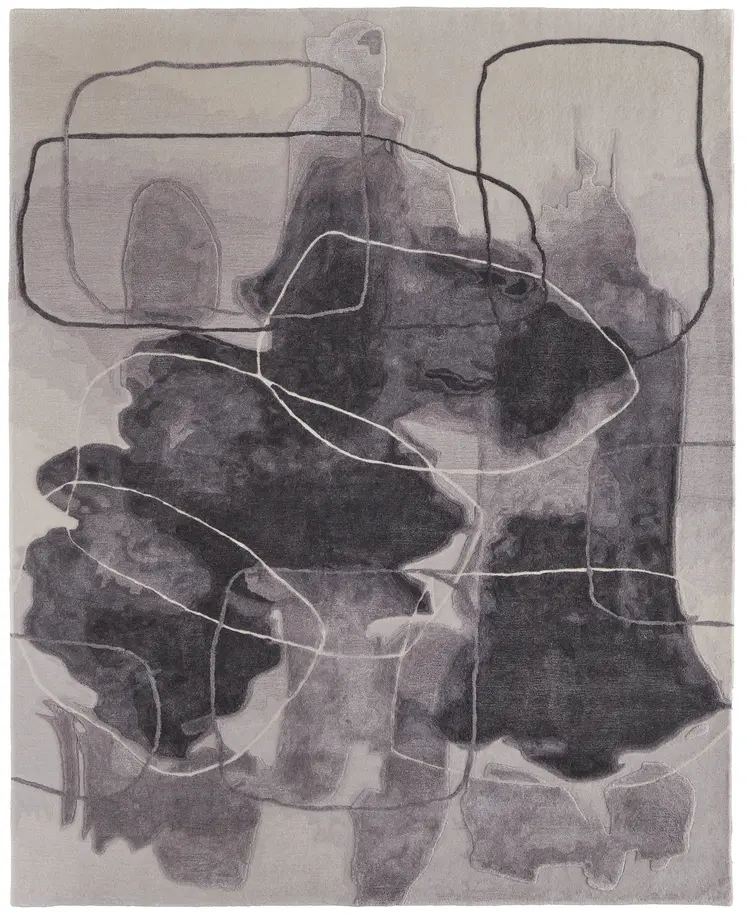 8' X 10' Blue and Gray Abstract Hand Tufted Area Rug