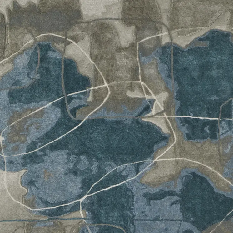 8' X 10' Blue and Gray Abstract Hand Tufted Area Rug