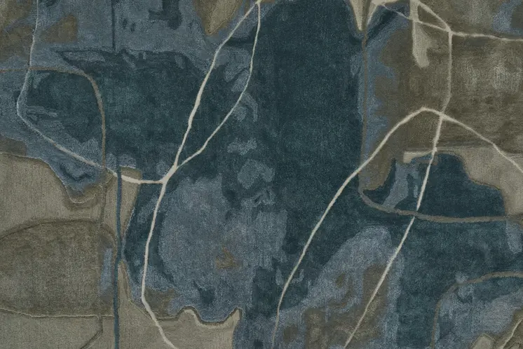 9' X 12' Blue and Gray Abstract Hand Tufted Area Rug