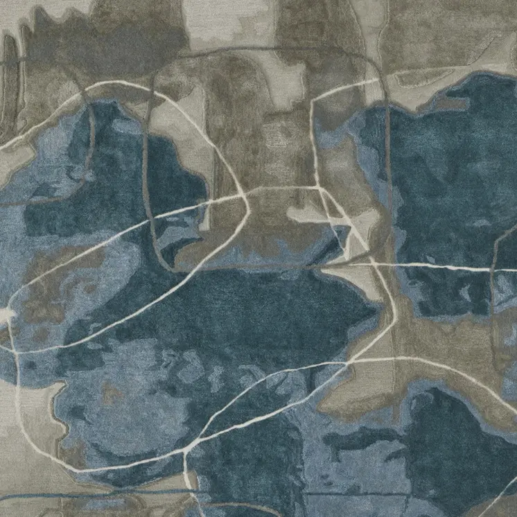 12' X 15' Blue and Gray Abstract Hand Tufted Area Rug