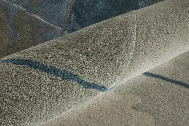2' X 3' Blue and Gray Abstract Hand Tufted Area Rug